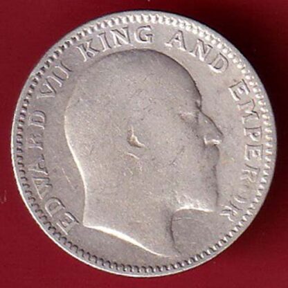 BRITISH INDIA 1907 EDWARD VII KING EMPEROR HALF RUPEE SILVER COIN - FC5484 - Image 2
