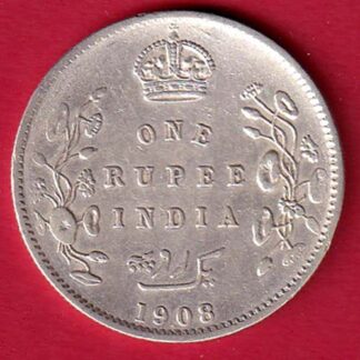 BRITISH INDIA 1908 EDWARD VII KING EMPEROR ONE RUPEE SILVER COIN:- FC5517