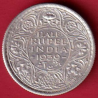 BRITISH INDIA 1939 GEORGE VI HALF RUPEE SILVER COIN:- FC5564