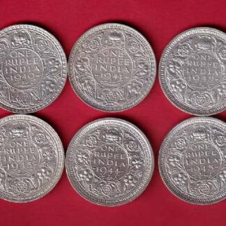 "LUSTER CONDITION" british india GEORGE VI 6 coins set: one rupee 1940 to 1945  :- FC5568