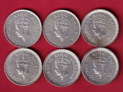 "LUSTER CONDITION" british india GEORGE VI 6 coins set: one rupee 1940 to 1945  :- FC5568 - Image 2