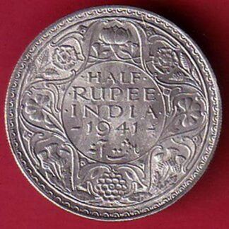 “UNC” BRITISH INDIA 1941 BOMBAY MINT GEORGE VI half RUPEE BEAUTIFUL SILVER COIN :- FC5570