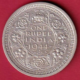 British India 1944 Bombay Mint George VI One Rupee Silver Coin-  F7866