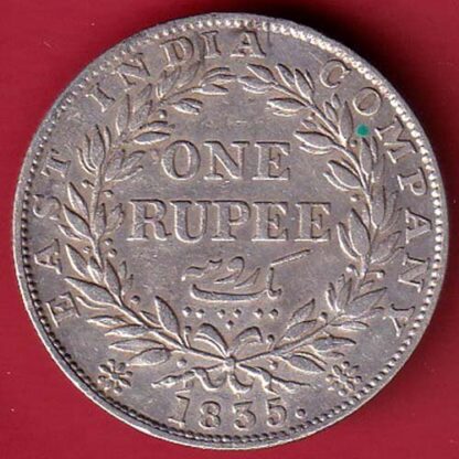 EAST INDIA 1835 “F INCUSED” WILLIAM IIII KING ONE RUPEE SILVER COIN– FC5602