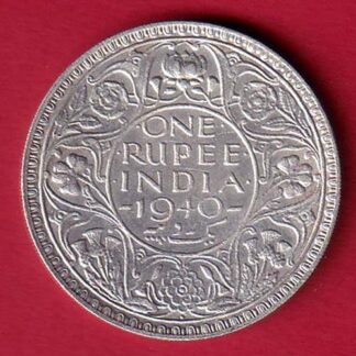 BRITISH INDIA 1940 GEORGE VI BOMBAY MINT ONE RUPEE SILVER COIN-FC5620