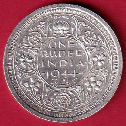 British India 1944 Bombay Mint George VI One Rupee Silver Coin - FC5621 - Image 2