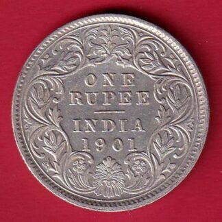 British india 1901 victoria empress one rupee scarce silver coin :- FC5552