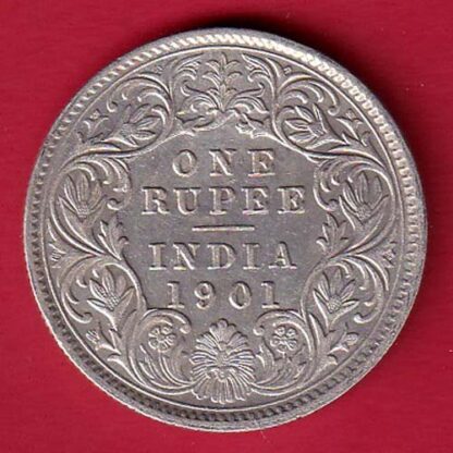 British india 1901 victoria empress one rupee scarce silver coin :- FC5552