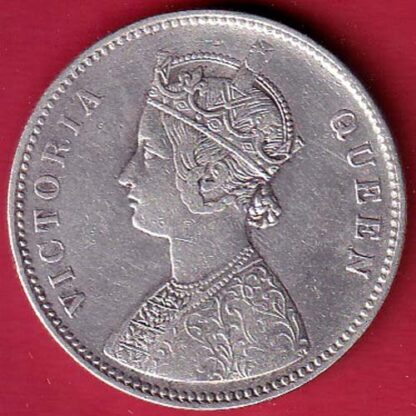 BRITISH INDIA 1875 VICTORIA QUEEN ONE RUPEE SILVER COIN – FC5752 - Image 2