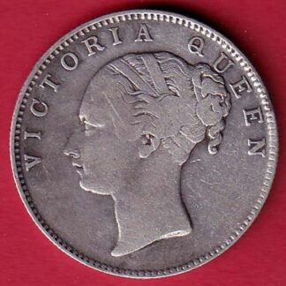 EAST INDIA COMPANY 1840 CONTINIOUS LEGEND VICTORIA QUEEN 1 RUPEE SILVER COIN– FC5753