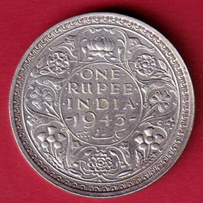 British India 1943 BOMBAY MINT George Vi ONE Rupee Rare Silver coin– FC5755