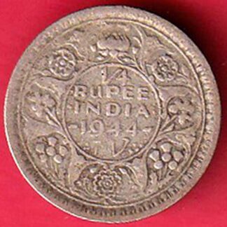 British India  1944 George VI King 1/4 rupee silver coin– FC5888
