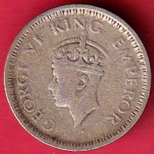 British India  1944 George VI King 1/4 rupee silver coin– FC5888 - Image 2