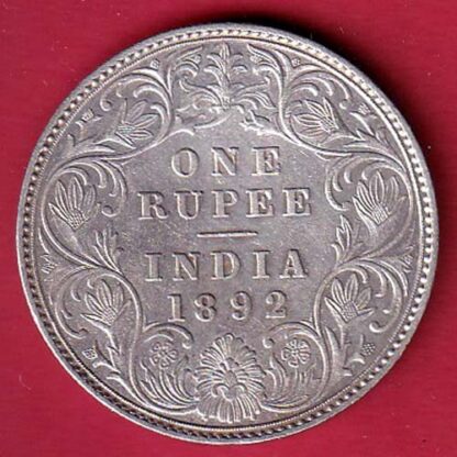 british india 1892 victoria empress one rupee silver coin– FC5757 - Image 2