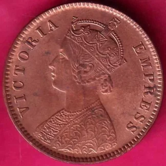 "UNC" BRITISH INDIA 1891 VICTORIA EMPRESS ONE QUARTER ANNA RARE COPPER COIN– FC5790