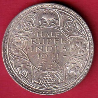 UNC BRITISH INDIA 1941 BOMBAY MINT HALF RUPEE SILVER COIN – FC5645