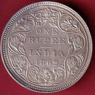 BRITISH INDIA 1862 VICTORIA QUEEN ONE RUPEE BEAUTIFUL SILVER COIN - FC5768