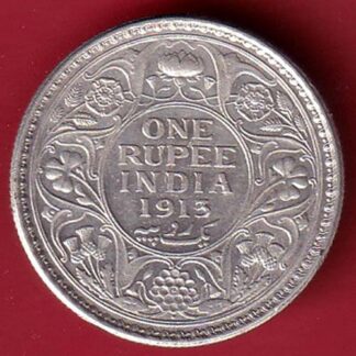 British India 1913 Bombay mint George V ONE RUPEE Silver coin - FC5775