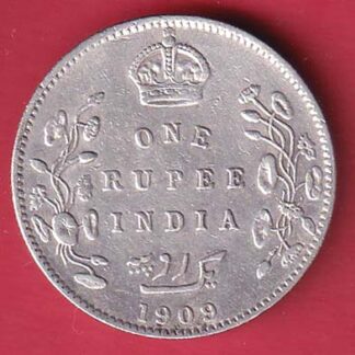 British India 1909 Edward VII ONE Rupee Silver COIN– FC5720