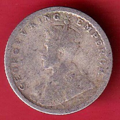 BRITISH INDIA 1914 GEORGE V 1/4 rupee SILVER COIN – FC5734 - Image 2