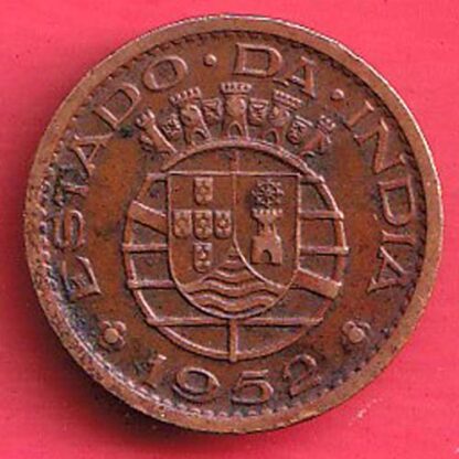 Portuguese india 1952 one tanga copper coin – FC5735 - Image 2