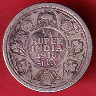 British India 1918 George v 1/4 Rupee silver coin – FC5739
