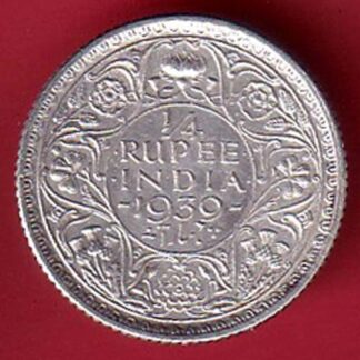 British India 1939 George vi King Emperor 1/4 Rupee silver coin – FC5740
