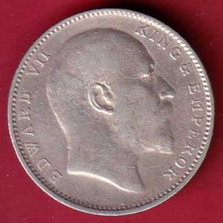 British India 1909 Edward VII ONE Rupee Silver COIN– FC5788