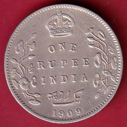 British India 1909 Edward VII ONE Rupee Silver COIN– FC5788 - Image 2