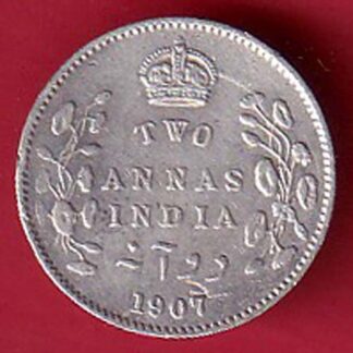 brithish india edward vii king 1907 two annas coin – FC5792