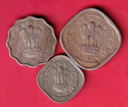 3 COINS SET: REPUBLIC INDIA HALF ANNA , ONE ANNA AND TWO ANNA COINS -FC5801 - Image 2