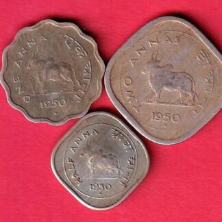 3 COINS SET: REPUBLIC INDIA HALF ANNA , ONE ANNA AND TWO ANNA COINS -FC5801