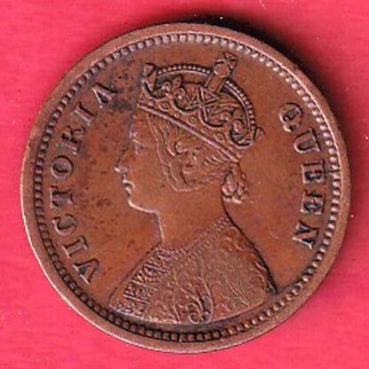 BRITISH INDIA 1862 VICTORIA QUEEN 1/2 PICE COPEPR COIN -FC5809 - Image 2