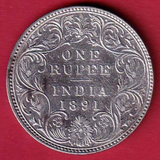 British India 1891 Victoria Empress One Rupee Silver Coin -  FC5812
