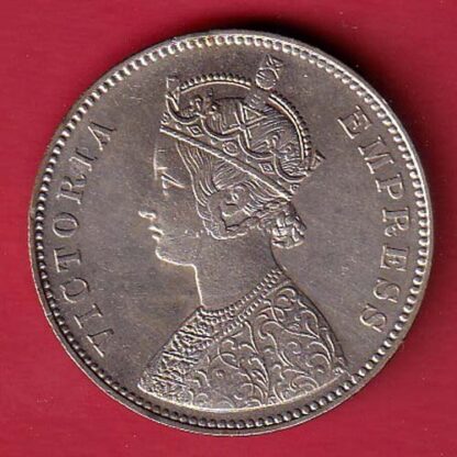 British India 1877  Victoria Empress One Rupee Silver Coin– FC5813 - Image 2