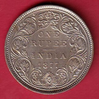 British India 1877  Victoria Empress One Rupee Silver Coin– FC5813
