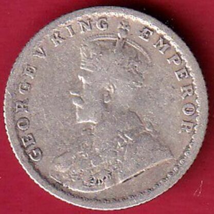 British India 1912 George V king Emperor 1/4 Rupee silver coin  – FC5829 - Image 2