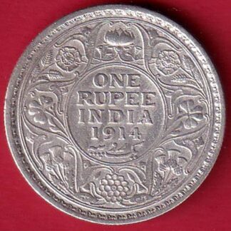 BRITISH INDIA 1914 GEORGE V ONE  rupee SILVER COIN– FC5833