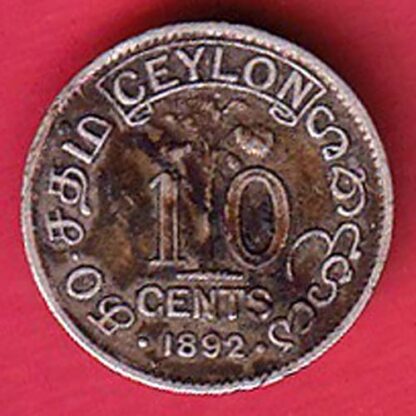 victoria queen ceylon 1892 ten cents   – FC5883 - Image 2