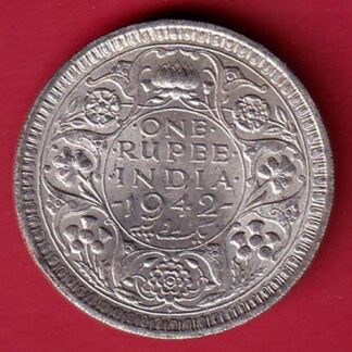 BRITISH INDIA 1942 BOMBAY MINT GEORGE VI ONE RUPEE BEAUTIFUL SILVER COIN – F7975