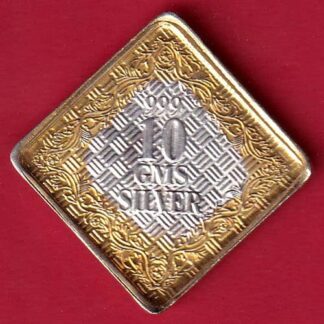 Veer Jewels 999 Purity Silver Gold Plated Queen Square Coin -  F8024