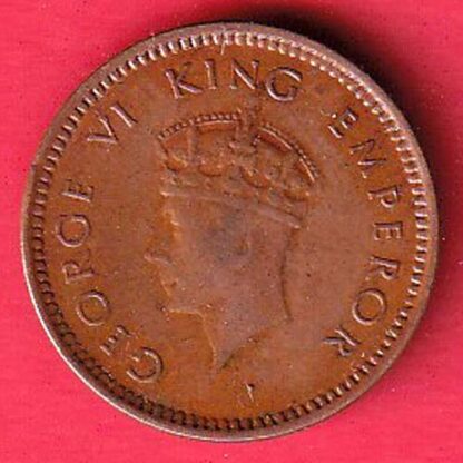 BRITISH INDIA 1939 GEORGRE VI KING 1/2 PICE COPPER COIN -  F8027 - Image 2