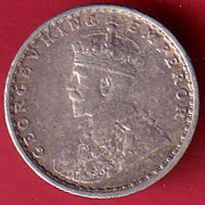 british india 1917 george v two annas silver coin  - FC5965