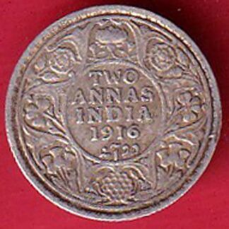 british india 1916 george v two annas silver coin- FC5966