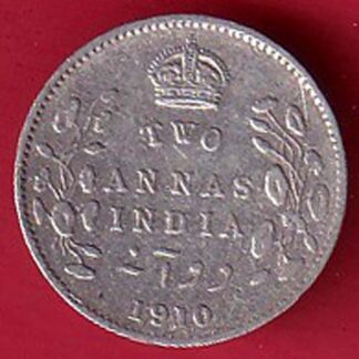 british india 1910 edward two annas silver coin  - FC5967