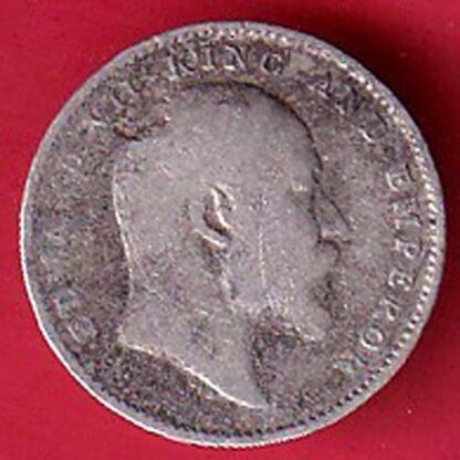 british india 1910 edward two annas silver coin  - FC5967 - Image 2