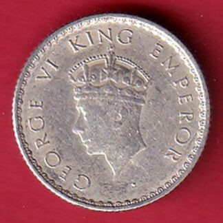 British India 1939 George vi King Emperor 1/4 Rupee silver coin – F7983