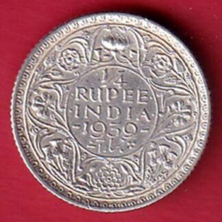 British India 1939 George vi King Emperor 1/4 Rupee silver coin – F7983