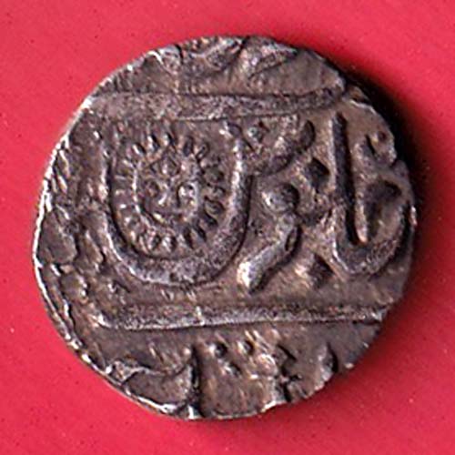 INDORE STATE SUN FACE INO SHAH ALAM II MALHAR RAO ONE RUPEE COIN -F8011
