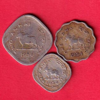 3 coins set: 1954 :one anna ,two anna and half anna coin – FC5950